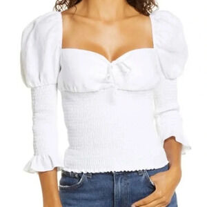 NWT Reformation Linen Haven Top in White